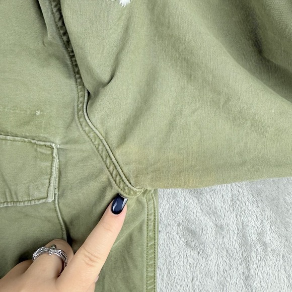 Levis Shirt Jacket Womens Small Olive Green Embroidered Flowers Military Utility - Picture 12 of 16